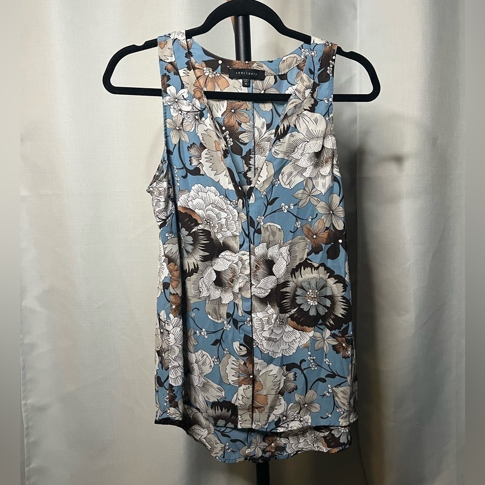 Sanctuary Blue and Brown Floral Blouse Medium - Picture 13 of 13